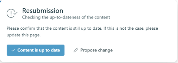 Resubmission notice modal on pages